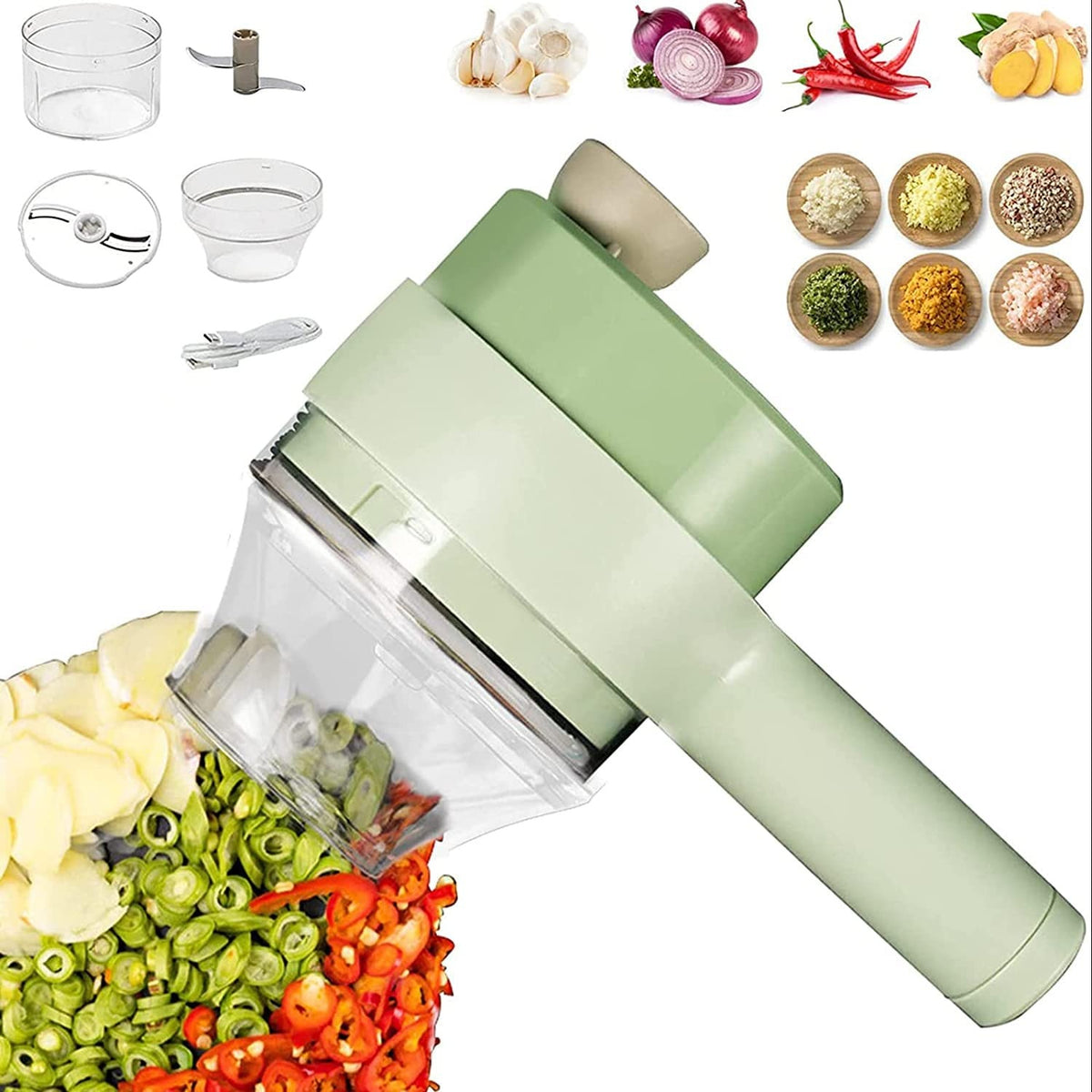 Electric Handheld Vegetable Cutter – Multifunctional Food Chopper & Slicer