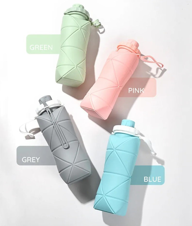 Silicone Folding Water Bottle β 600ml Collapsible & Portable Travel Bottle
