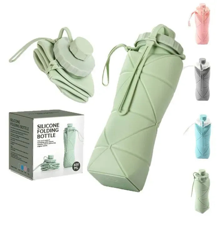 Silicone Folding Water Bottle β 600ml Collapsible & Portable Travel Bottle