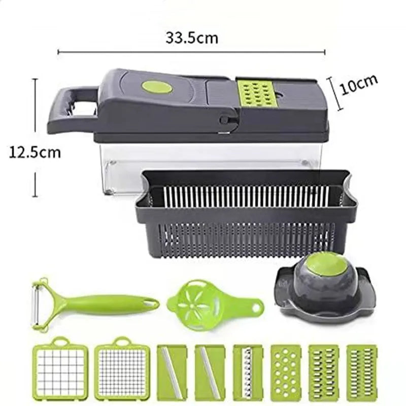 16-in-1 Vegetable Chopper β Multi-Functional Dicer, Slicer & Grater with Storage Container