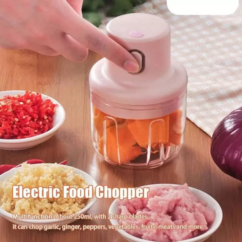 100ml Mini Electric Food Chopper – USB Rechargeable Garlic & Vegetable Grinder