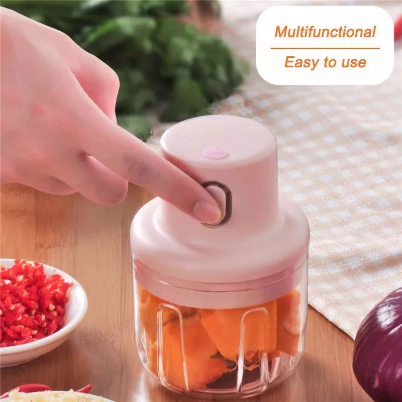 100ml Mini Electric Food Chopper – USB Rechargeable Garlic & Vegetable Grinder