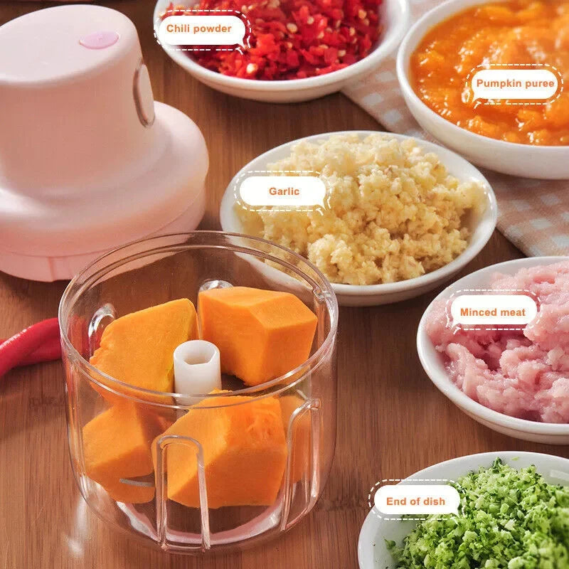 100ml Mini Electric Food Chopper – USB Rechargeable Garlic & Vegetable Grinder
