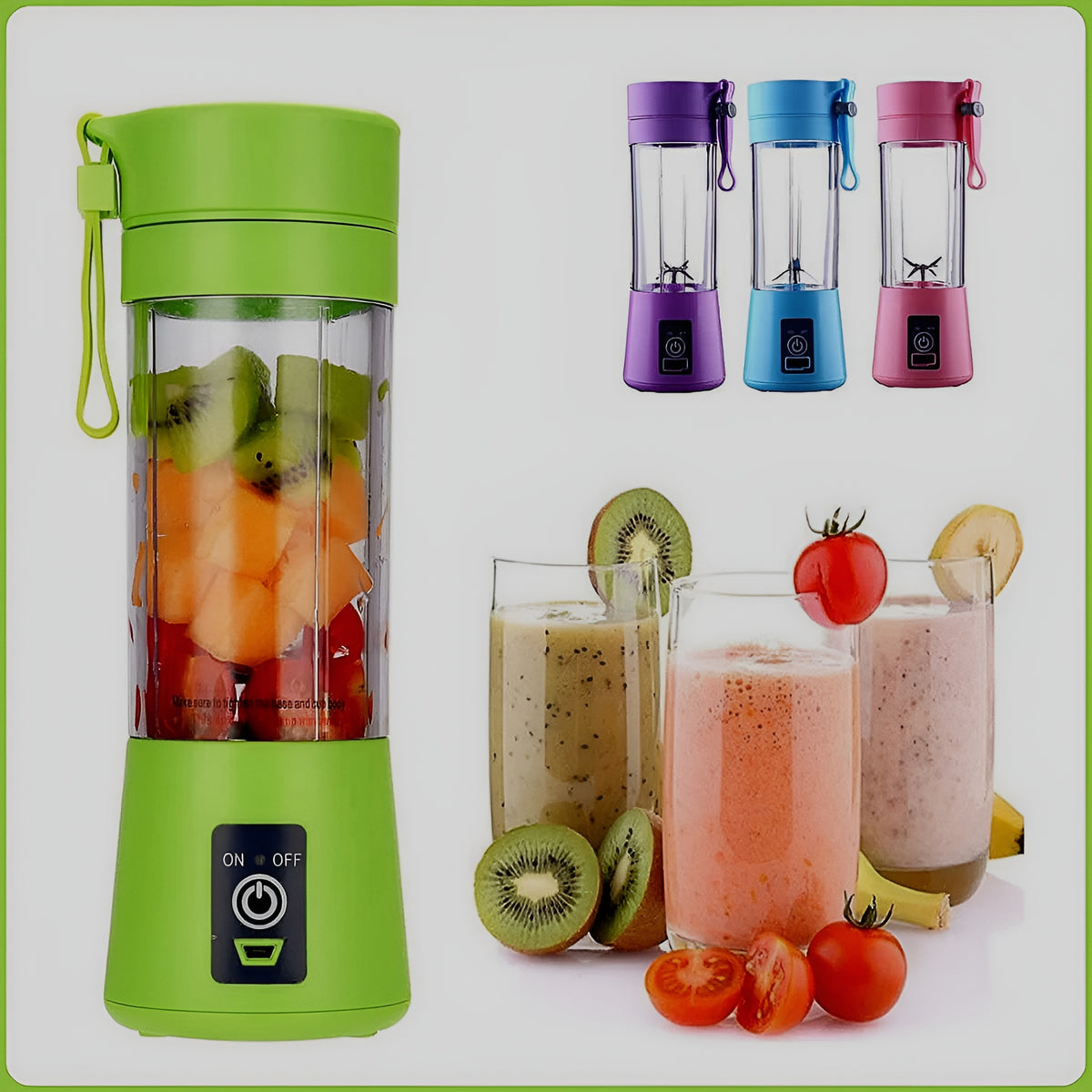 Portable Mini Juicer Blender – 6 Blades, 380ml USB Rechargeable Smoothie Maker