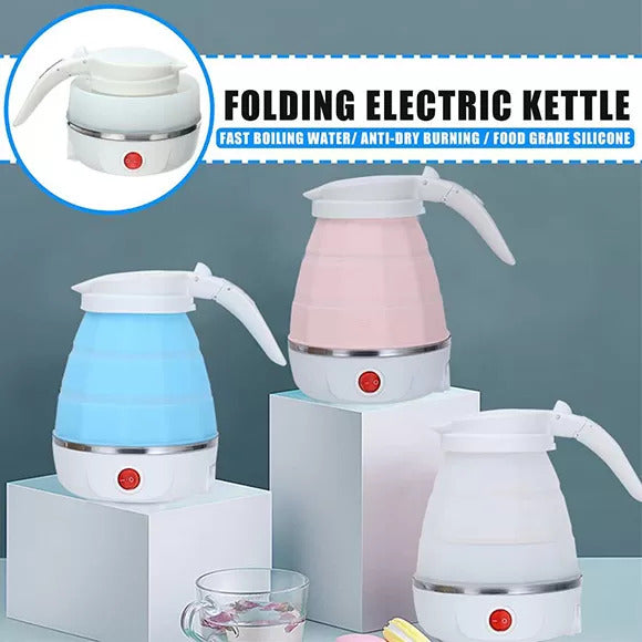 Portable Electric Kettle – 600ml Fast-Boiling Foldable Silicone Travel Kettle