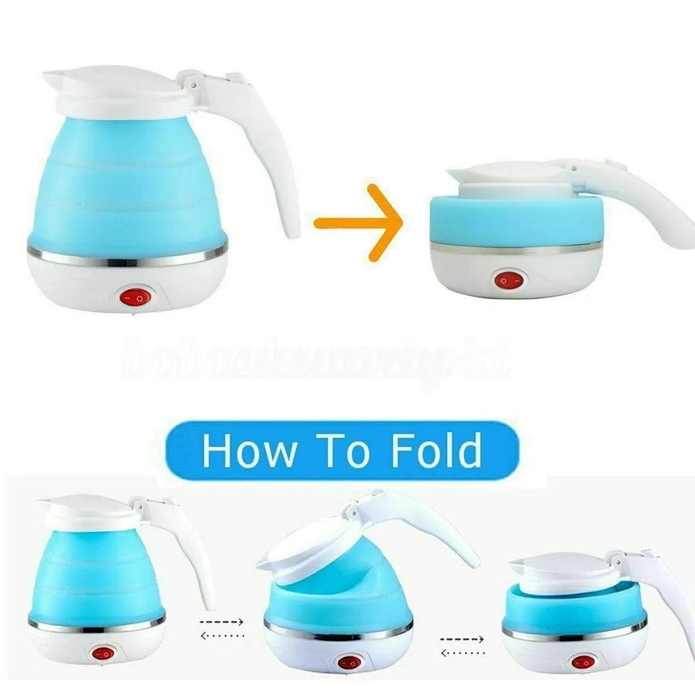 Portable Electric Kettle – 600ml Fast-Boiling Foldable Silicone Travel Kettle