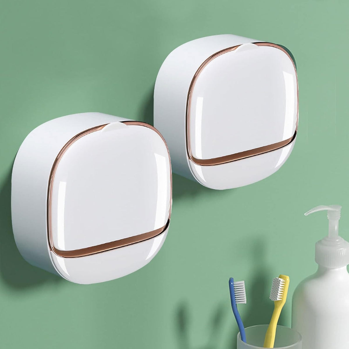 Luxury Wall Mounted Soap Holder – Drain Tray, Adhesive & Drill-Free Soap Case
