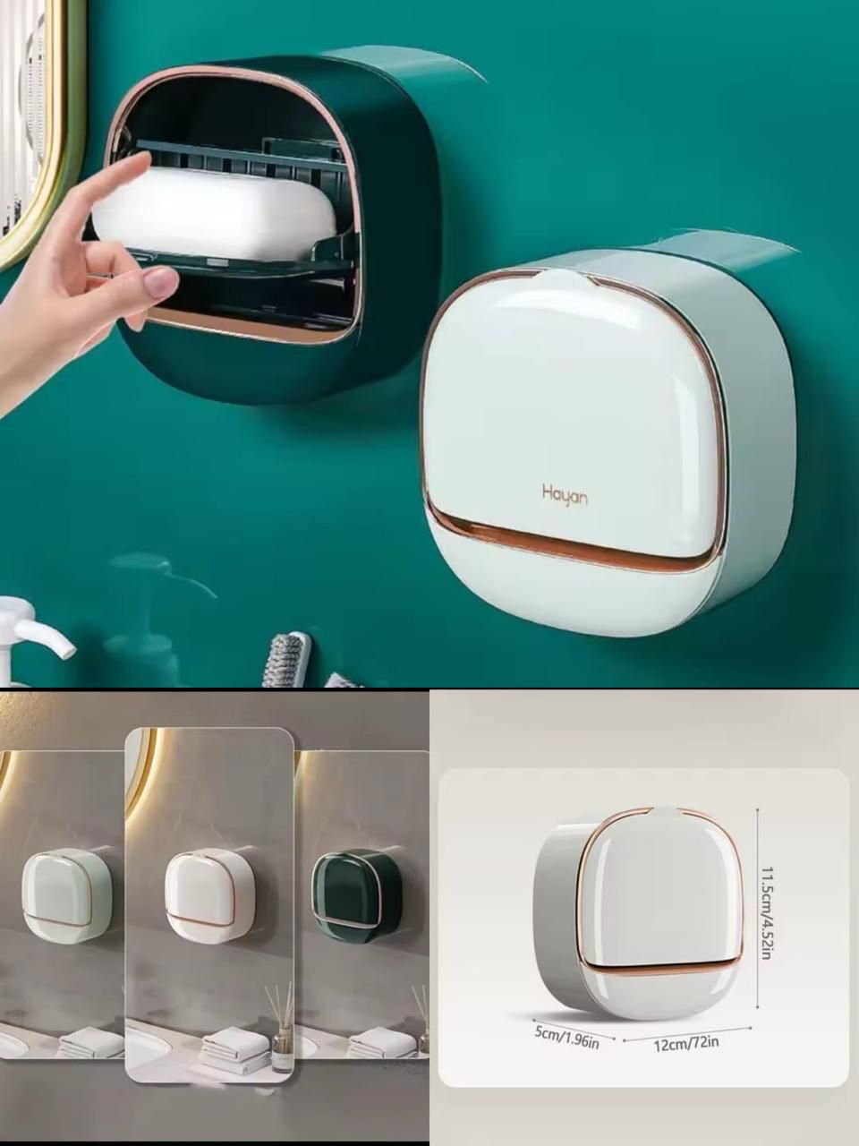 Luxury Wall Mounted Soap Holder – Drain Tray, Adhesive & Drill-Free Soap Case