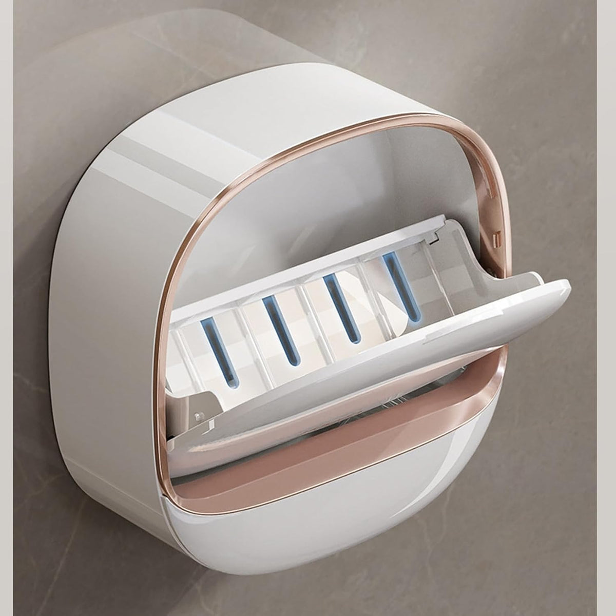Luxury Wall Mounted Soap Holder – Drain Tray, Adhesive & Drill-Free Soap Case