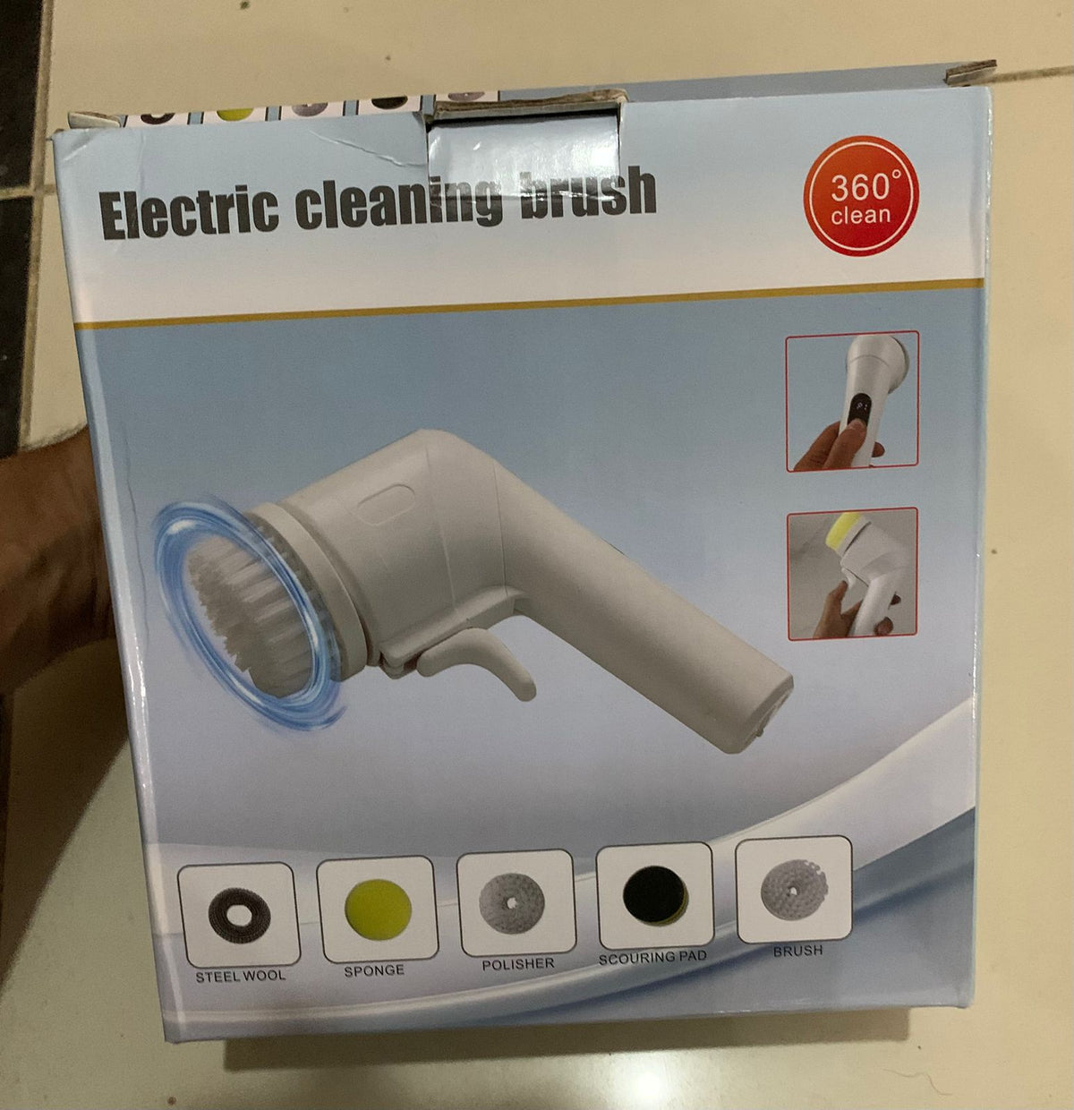 Electric Cleaning Brush – 360° Rotating Scrubber with 5 Cleaning Attachments