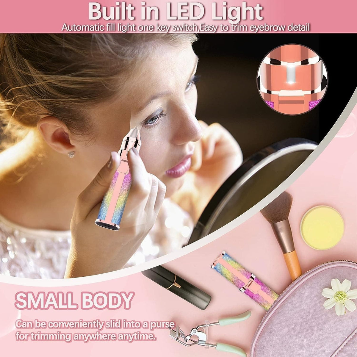Electric Eyebrow Trimmer – Precision Facial Hair Remover with LED Light
