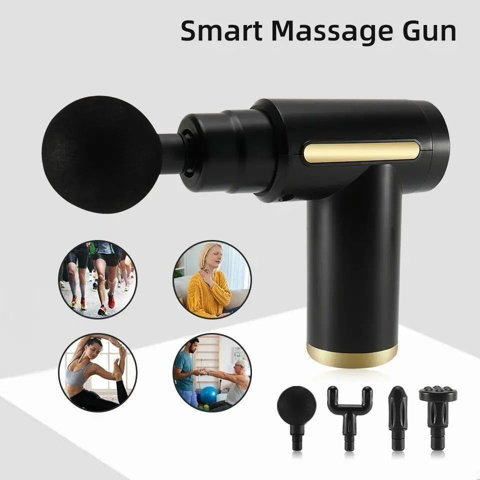 Professional Smart Percussion Massage Gun – Deep Tissue Muscle Massager with 4 Heads