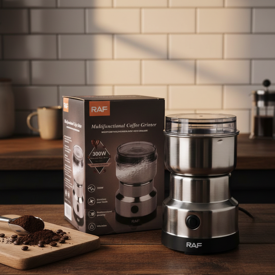 RAF R-7113 Electric Grinder – 300W Stainless Steel Blade | 85–100g Capacity