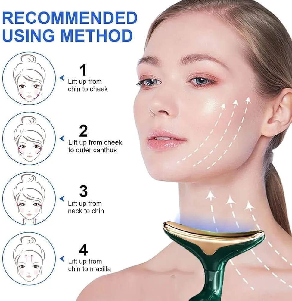 3-in-1 Face & Neck Beauty Massager – Thermal Heat & Vibration Skin Care Wand