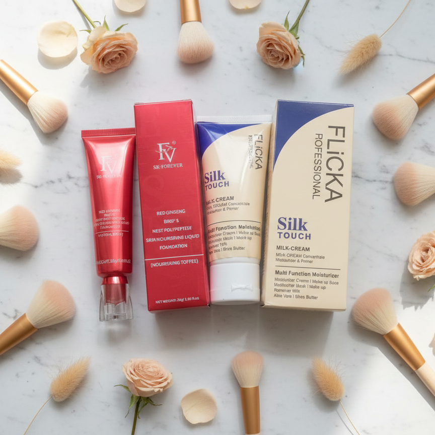 Flicka 2-in-1 Makeup Combo – Primer 60g + Ivory Foundation 30g