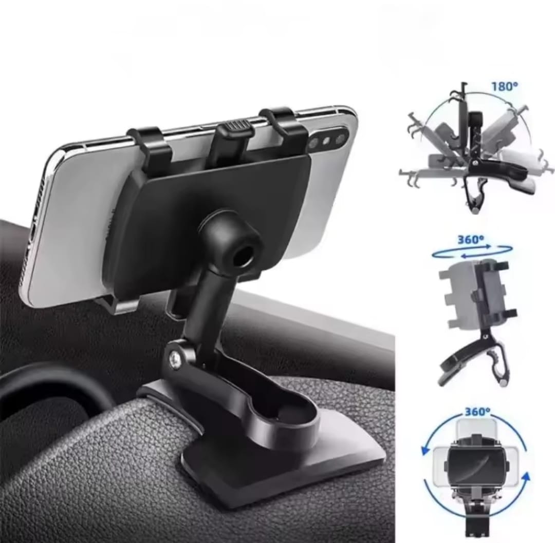 360° Rotatable Car Phone Holder – Dashboard, Sun Visor & Rear View Mirror Mount