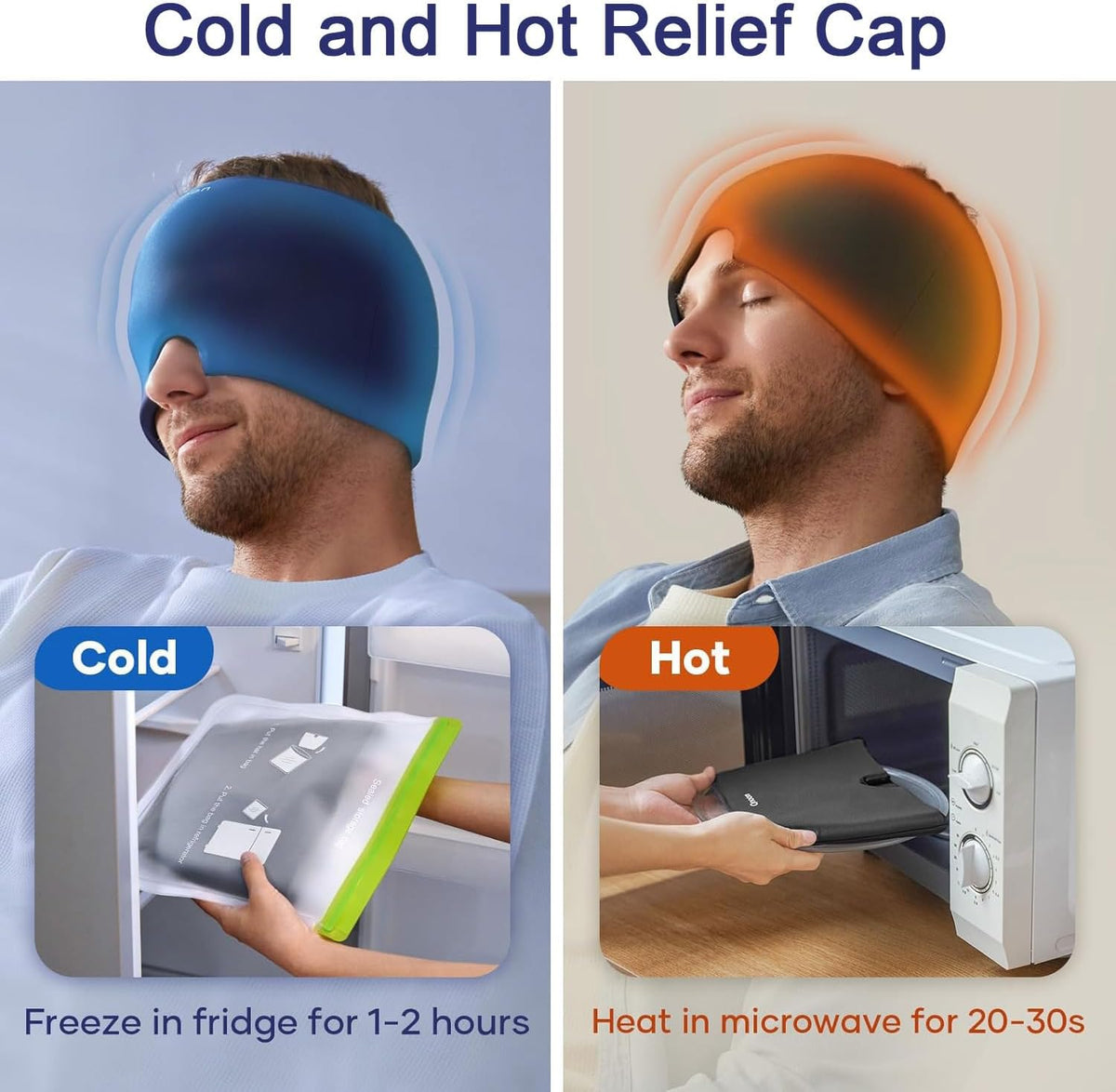 Migraine Relief Cap with Box – Reusable Hot & Cold Gel Therapy Headache Cap