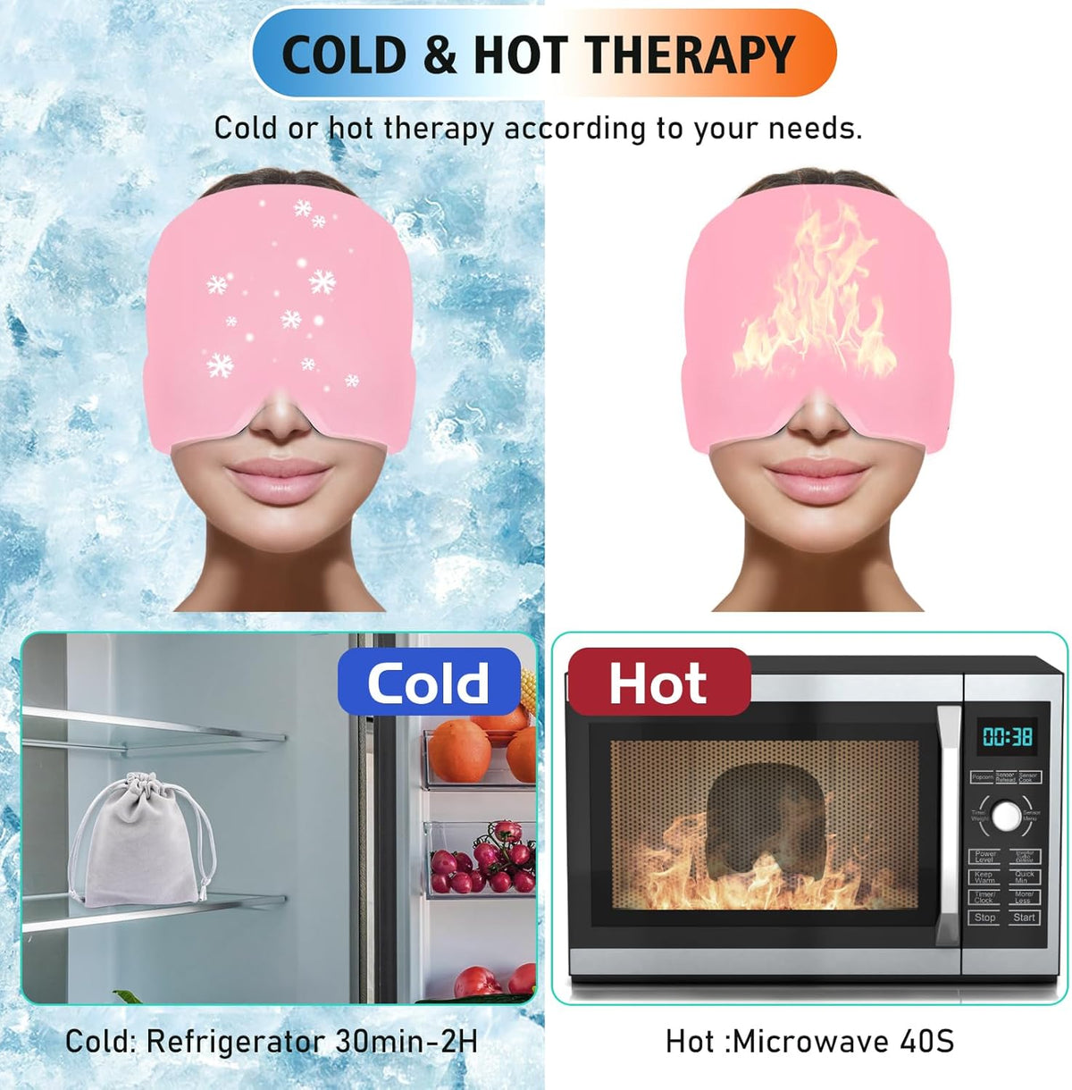 Migraine Relief Cap with Box – Reusable Hot & Cold Gel Therapy Headache Cap