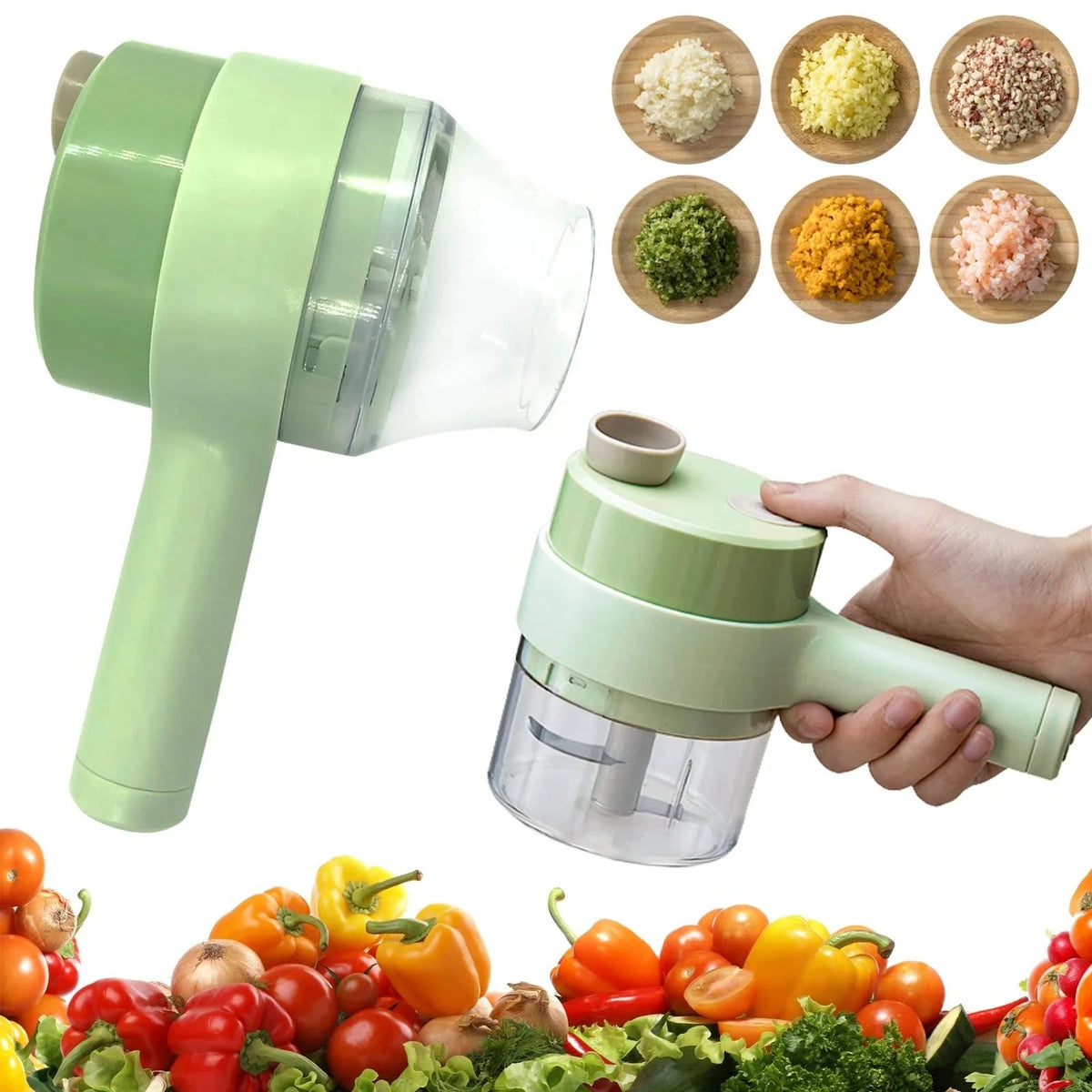 Electric Handheld Vegetable Cutter – Multifunctional Food Chopper & Slicer