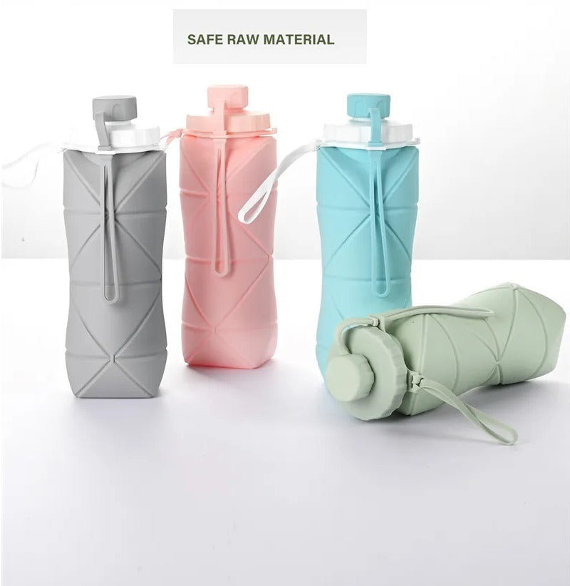 Silicone Folding Water Bottle – 600ml Collapsible & Portable Travel Bottle