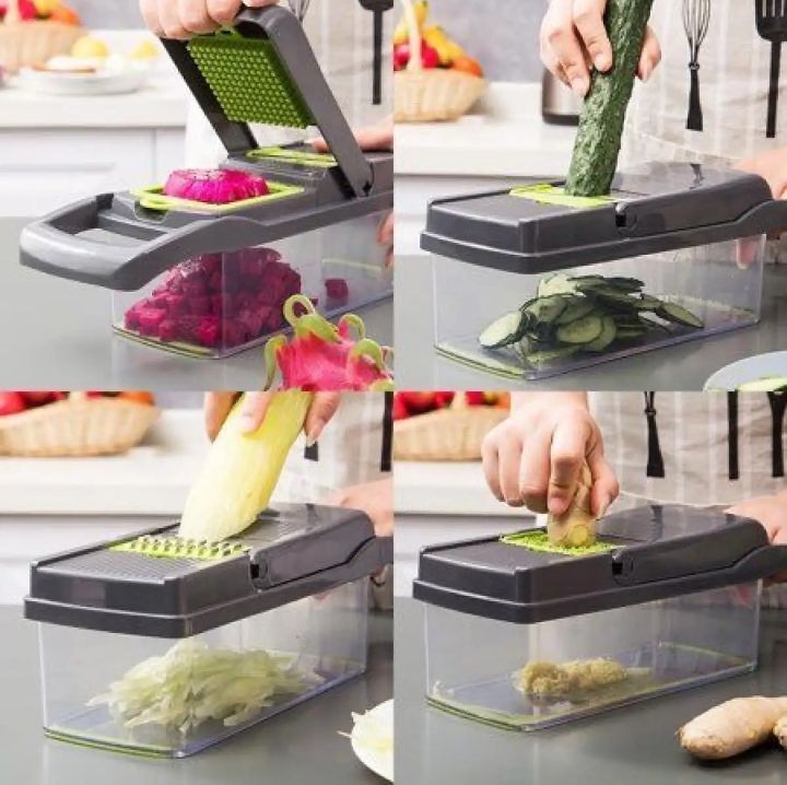 16-in-1 Vegetable Chopper – Multi-Functional Dicer, Slicer & Grater with Storage Container