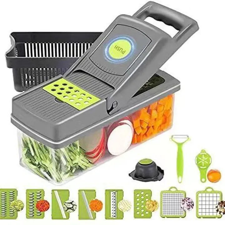 16-in-1 Vegetable Chopper – Multi-Functional Dicer, Slicer & Grater with Storage Container