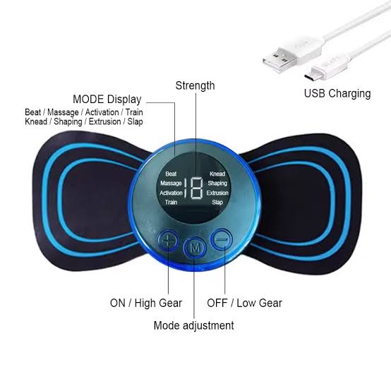 EMS Butterfly Neck & Foot Massager – Rechargeable Muscle Stimulator
